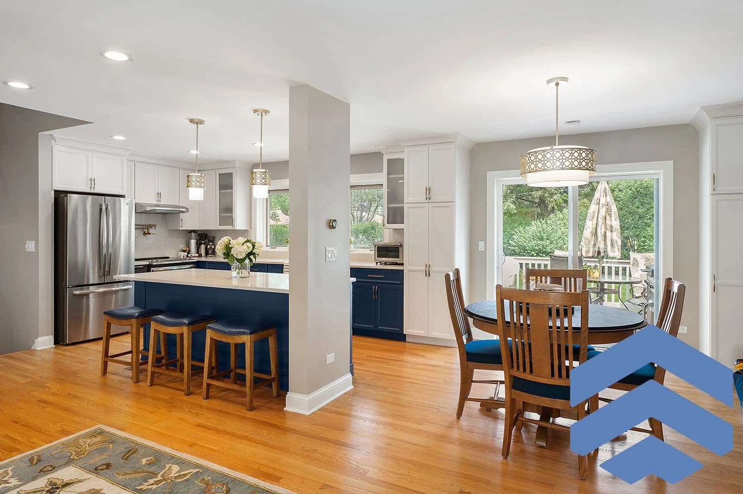 Office-style interior renovation with polished surfaces and coordinated finish details